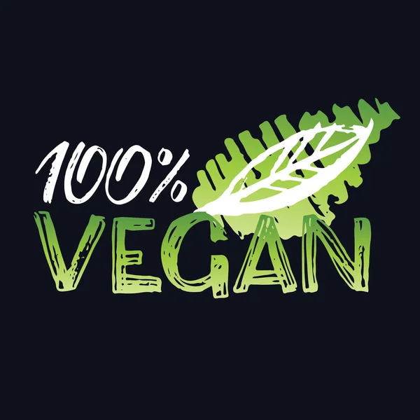 Hand Drawn Doodle Green Bio Eco Label 100 Vegan — Stock Vector