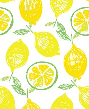 Elle çizilmiş doodle tropikal meyve desen arka plan