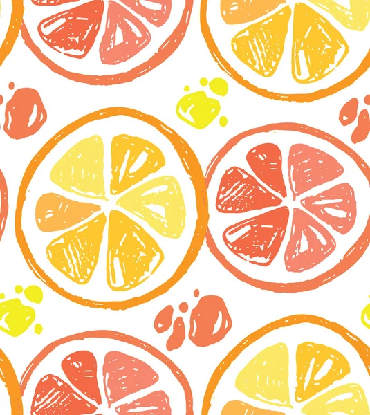 Hand Drawn Doodle Tropical Fruit Pattern Background — Stock Vector