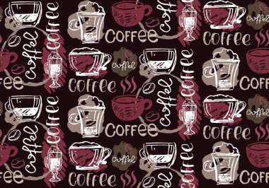 Elle çizilmiş doodle kahve sanat desen arka plan