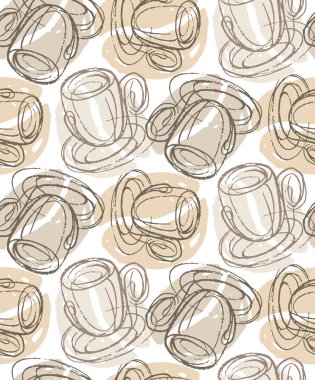 Elle çizilmiş doodle kahve sanat desen arka plan