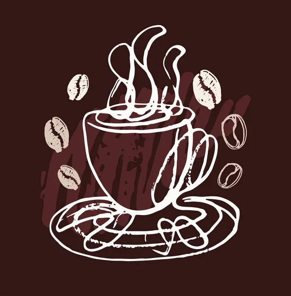 Hand Gezeichnet Doodle Kaffee Kunst Muster Hintergrund — Stockvektor