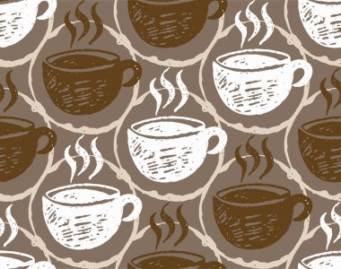 Elle çizilmiş doodle kahve desen arka plan
