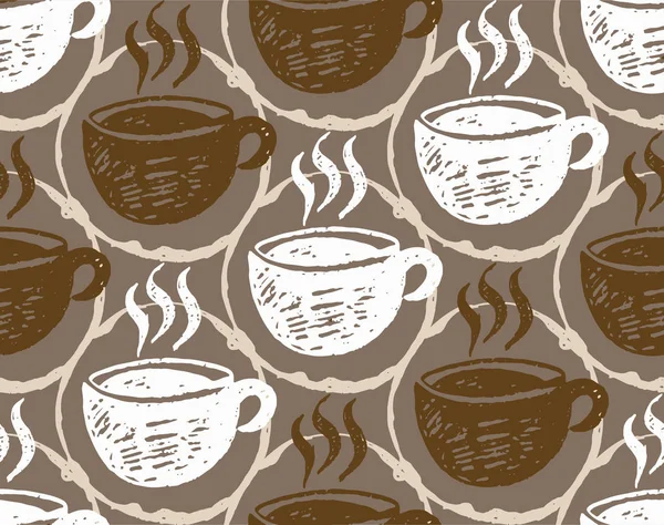 Hand Drawn Doodle Coffee Pattern Background — Stock Vector