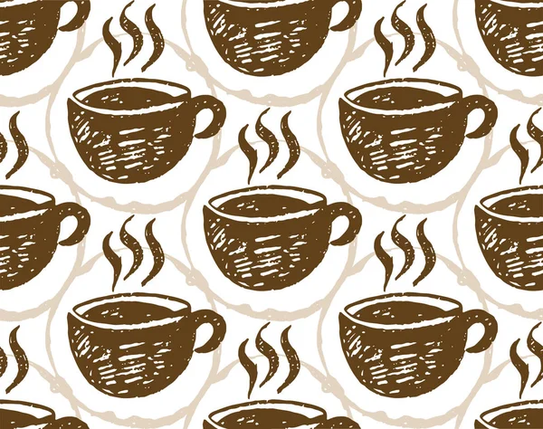 Hand Gezeichnet Doodle Kaffee Muster Hintergrund — Stockvektor