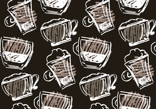 Χέρι Doodle Καφέ Τέχνης Μοτίβο Υφής Ταπετσαρία Φόντο — Διανυσματικό Αρχείο