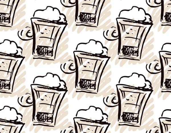Hand Gezeichnet Doodle Kaffee Kunst Muster Hintergrund Tapete Textur — Stockvektor