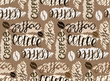 Elle çizilmiş doodle kahve desen arka plan