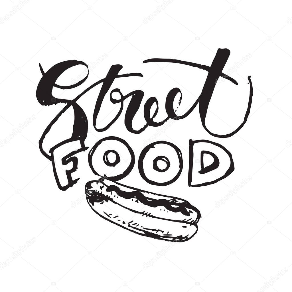 Hand drawn doodle poster banner - street food