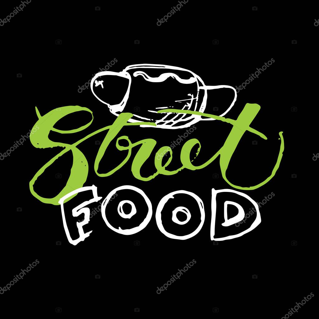 Hand drawn doodle poster banner - street food