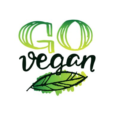 Vegan etiket-el çizilmiş doodle yeşil poster