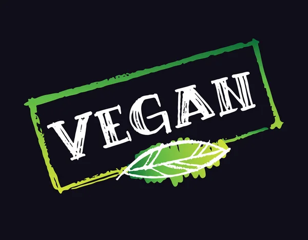 Vegan Label Ręcznie Rysowane Doodle Zielony Plakat — Wektor stockowy