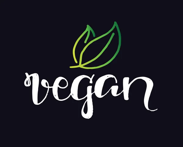 Vegano Dibujado Mano Garabato Etiqueta Cartel Verde — Vector de stock