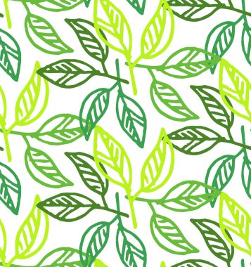 Yaprak renk el çizilmiş doodle desen arka plan