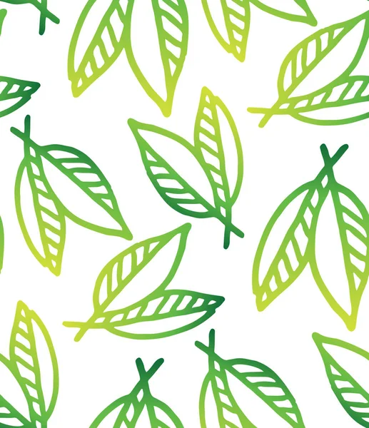 Leaf Färg Handritade Doodle Mönster Bakgrund — Stock vektor