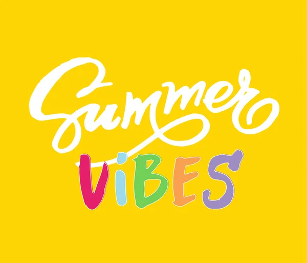 Hand Getrokken Doodle Belettering Poster Summer Vibes — Stockvector