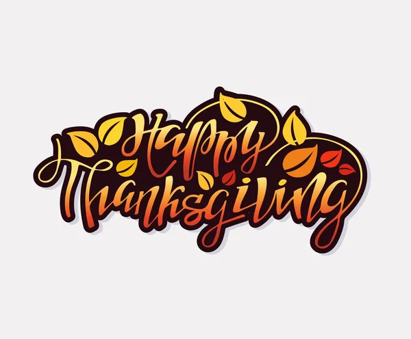 Happy Thanksgiving Day Niedliches Schriftzugetikett — Stockvektor