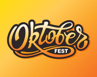 Sevimli Oktoberfest el çizilmiş yazı etiket afiş
