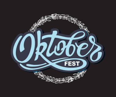 Sevimli Oktoberfest el çizilmiş yazı etiket afiş