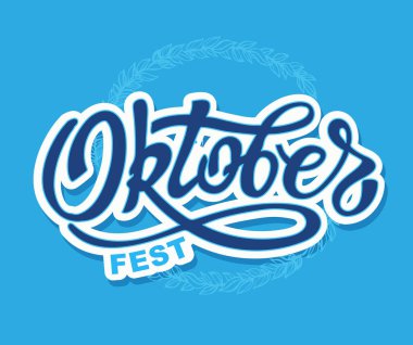 Sevimli Oktoberfest el çizilmiş yazı etiket afiş