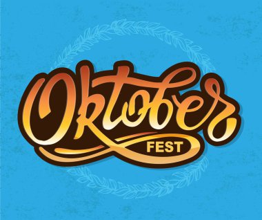 Sevimli Oktoberfest el çizilmiş yazı etiket afiş
