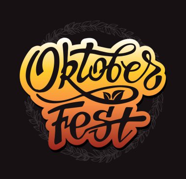 Sevimli Oktoberfest el çizilmiş yazı etiket afiş