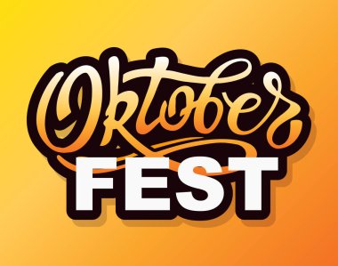 Sevimli Oktoberfest el çizilmiş yazı etiket afiş
