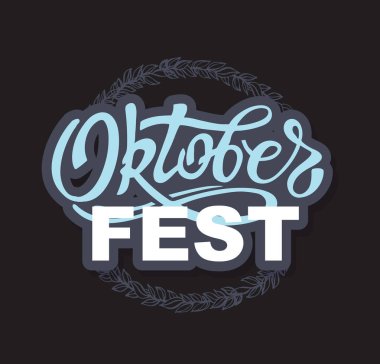 Sevimli Oktoberfest el çizilmiş yazı etiket afiş