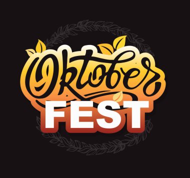 Sevimli Oktoberfest el çizilmiş yazı etiket afiş