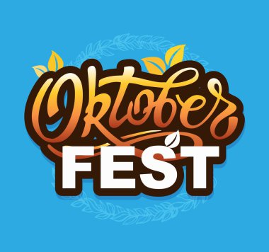 Sevimli Oktoberfest el çizilmiş yazı etiket afiş