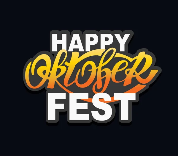 Lindo Oktoberfest Banner Etiqueta Letras Dibujado Mano — Vector de stock