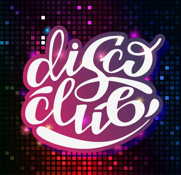 Cute Lettering Label Disco Club Bar Party Banner — Stock Vector