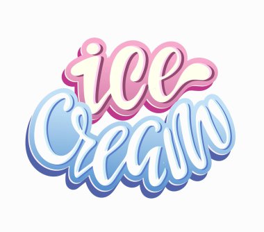 Dondurma - sevimli el çizilmiş doodle harf etiket sanat