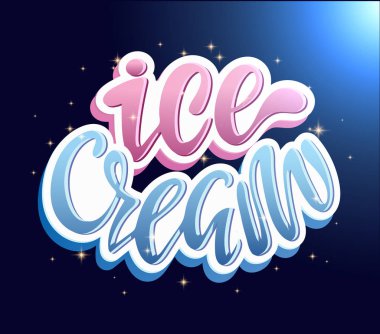 Dondurma - sevimli el çizilmiş doodle harf etiket sanat