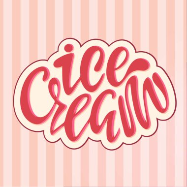 Dondurma - sevimli el çizilmiş doodle harf etiket sanat