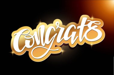 Sevimli el çizilmiş yazı etiket afiş - Tebrikler