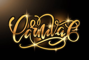 Sevimli yazı el çizilmiş doodle etiket sanat tasarım afiş afiş - Karnaval