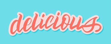 Delicious Restaurant sevimli el çizilmiş doodle harf etiket sanat afiş afiş