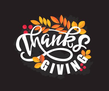 Mutlu Şükran Günü el çizilmiş doodle harf etiket sanat afiş afiş şablonu