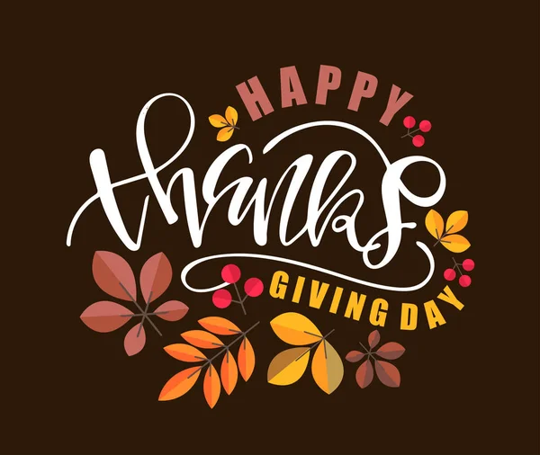 Happy Thanksgiving Dag Hand Getrokken Doodle Belettering Label Art Banner — Stockvector