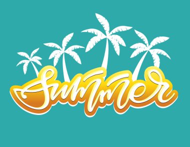 Yaz Partisi Vibes - palmiye ağacı ile el çizilmiş doodle yazı etiket sanat