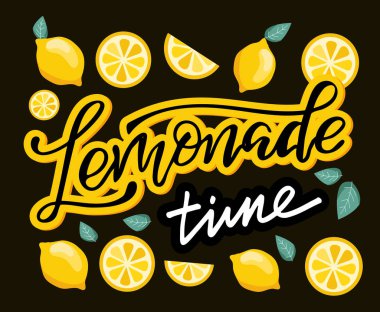 Limonata - limon ile el çizilmiş doodle harf etiket sanat