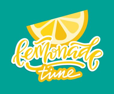 Limonata - limon ile el çizilmiş doodle harf etiket sanat