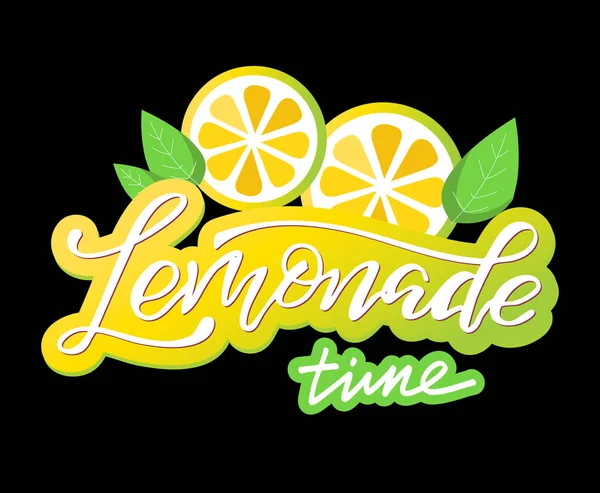 Lemonade Handritad Doodle Bokstäver Etikett Konst Med Citron — Stock vektor