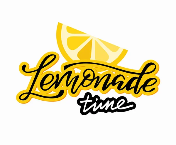 Lemonade Handritad Doodle Bokstäver Etikett Konst Med Citron — Stock vektor