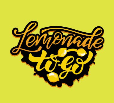 Ev yapımı limonata - el çizilmiş doodle harf etiketi sanat afiş tasarım şablonu