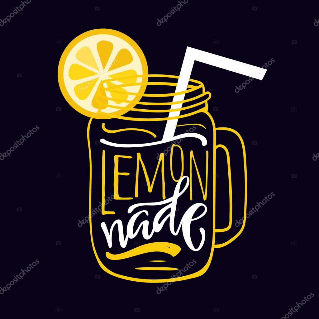 Homemade lemonade - hand drawn doodle lettering label art banner design template