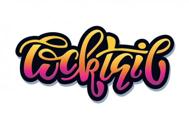 Bar Smoothie Kokteyl - sevimli yazı el çizilmiş doodle etiket sanat afiş