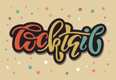 Bar Smoothie Kokteyl - sevimli yazı el çizilmiş doodle etiket sanat afiş