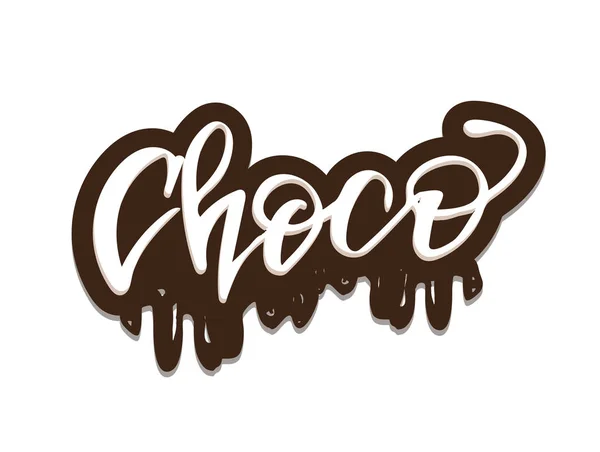 Chocolate Choco Bonito Lettering Etiqueta Cartaz Arte Banner — Vetor de Stock